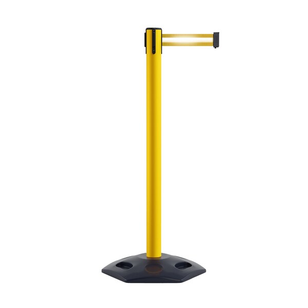 Montour Line Stanchion Belt Barrier Rubber Base Yellow Post 7.5ftY Ref. Belt P400RB-YW-YRH-75 - main